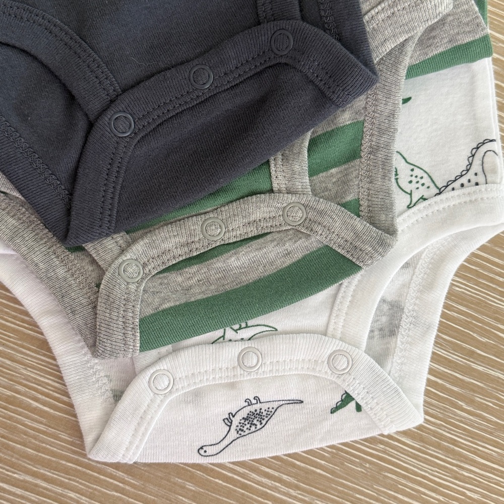 Carter's Child of Mine Baby Boy Dinosaur Bodysuit Trio - Green/White/Navy 12M - Picture 13 of 14